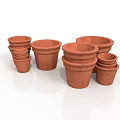 Handcrafted Clay Pottery Sculptures with Various Sizes and Rustic Design 3d model
