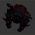 Fierce Orc Warrior In Spiked Armor With Red Glowing Weapon And Battle Stance