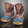 Brown And Blue Waterproof Lace Up Winter Boots With Yellow Non Slip Sole
