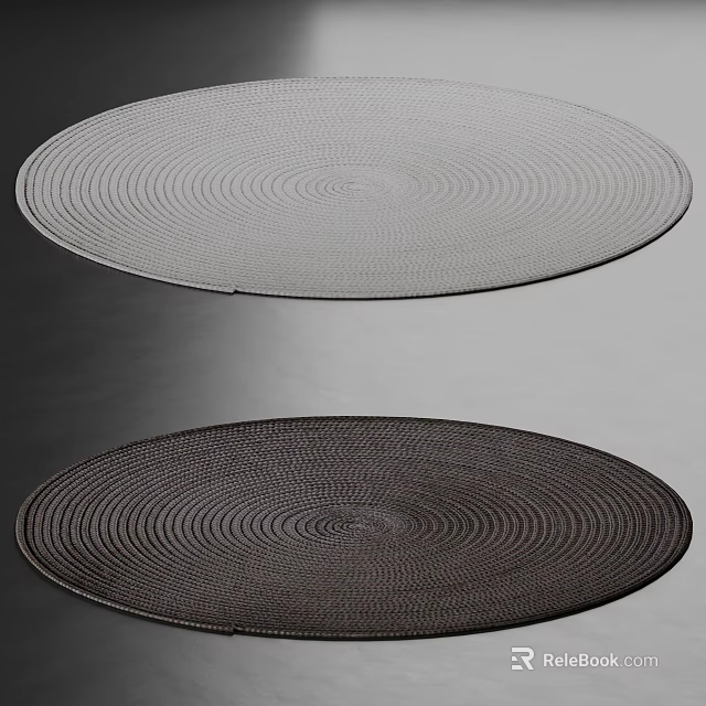 Two Round Rugs With Circular Patterns In Different Colors 3d model 