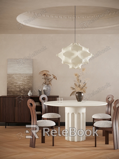 Dining Table and Chair Combination Side Cabinet Low Cabinet Entrance Cabinet Chandelier model