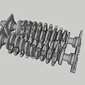 Two Industrial Engine Crankshaft Parts With Gear Structures And Metal Bodies