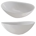 Pair of White Modern Curved Washbasins with Minimalist Design for Bathroom