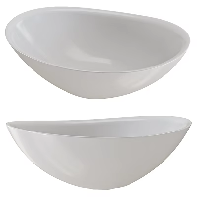 Pair of White Modern Curved Washbasins with Minimalist Design for Bathroom 3d model