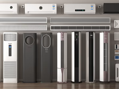 Various Modern Air Conditioners and Fans with Different Styles for Home Use 3d model
