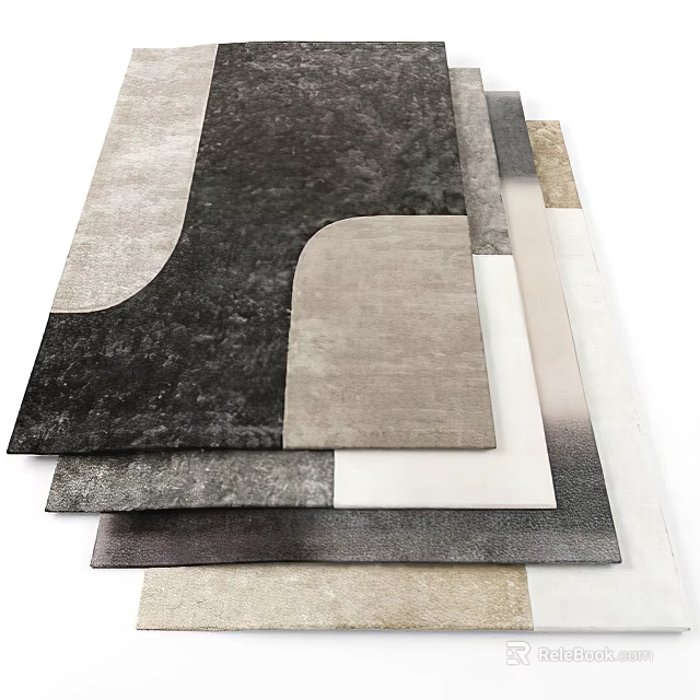 Modern Square Rugs With Neutral Tones Geometric Patterns And Soft Textures 3d model