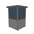 Modern Gray Security Booth With Glass Windows And Steel Structure Design 3d model