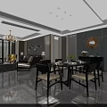 Modern Luxury Living And Dining Room With Exquisite Gold Chandelier And Comfortable Home Furnishings