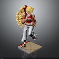 Child Standing Doll With Blonde Curly Hair Red Bow Red Vest White Pants Sandals Base