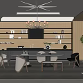 Modern dining table and chair combination 3d model