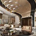 Chandelier Sofa Coffee Table Water Bar Counter Bar Screen 3d model