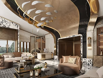Chandelier Sofa Coffee Table Water Bar Counter Bar Screen 3d model
