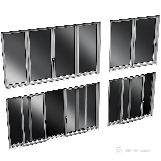 Modern Aluminum Frame Casement Windows With Clear Glass Panels And Sleek Design 3d model 