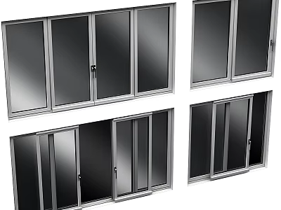 Modern Aluminum Frame Casement Windows With Clear Glass Panels And Sleek Design 3d model