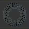 Gray Metal Mechanical Gear With Toothed Edges And Central Holes Design