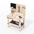 Wooden Kids Functional Workbench with Tools Blackboard Gears and Storage Shelf