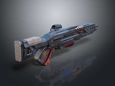 Futuristic Sci Fi Weapon Design With Scope Blue Red Accents And Grip 3d model