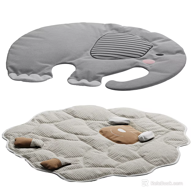 Soft Cute Elephant Shaped Rug For Baby Kids With Animal Pattern Play Mat 3d model 