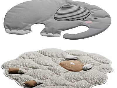 Soft Cute Elephant Shaped Rug For Baby Kids With Animal Pattern Play Mat 3d model