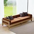 Modern Sofa Solid Wood Sofa Straight Row Sofa Three-seater Sofa 3d model