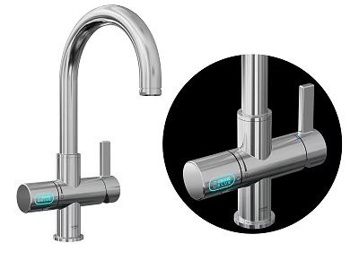 Modern Stainless Steel Water Faucet With LED Display Curved Spout And Control Handle 3d model