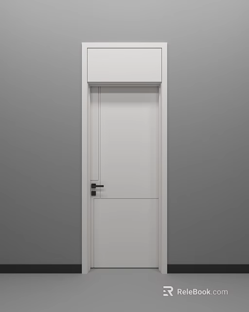 Modern White Hinged Door For Home Interior With Sleek Design And Black Handle 3d model 