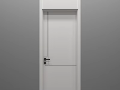 Modern White Hinged Door For Home Interior With Sleek Design And Black Handle 3d model