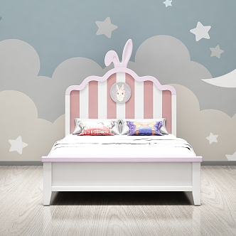 Nordic Cream Style Children's Bed 3d model