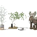 Modern Minimalist Decorative Ornament Set With Potted Plants Figurine Ornaments And Small Tray Items