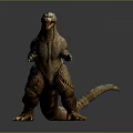 Detailed Dinosaur Sculpture with Green Skin Dorsal Spines Open Mouth Standing Pose