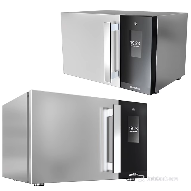 Modern Kitchen Refrigerators With Digital Display And Stainless Steel Black Design 3d model 