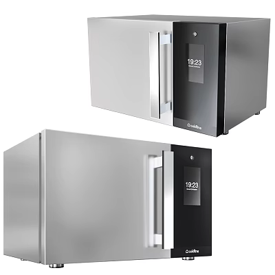 Modern Kitchen Refrigerators With Digital Display And Stainless Steel Black Design 3d model