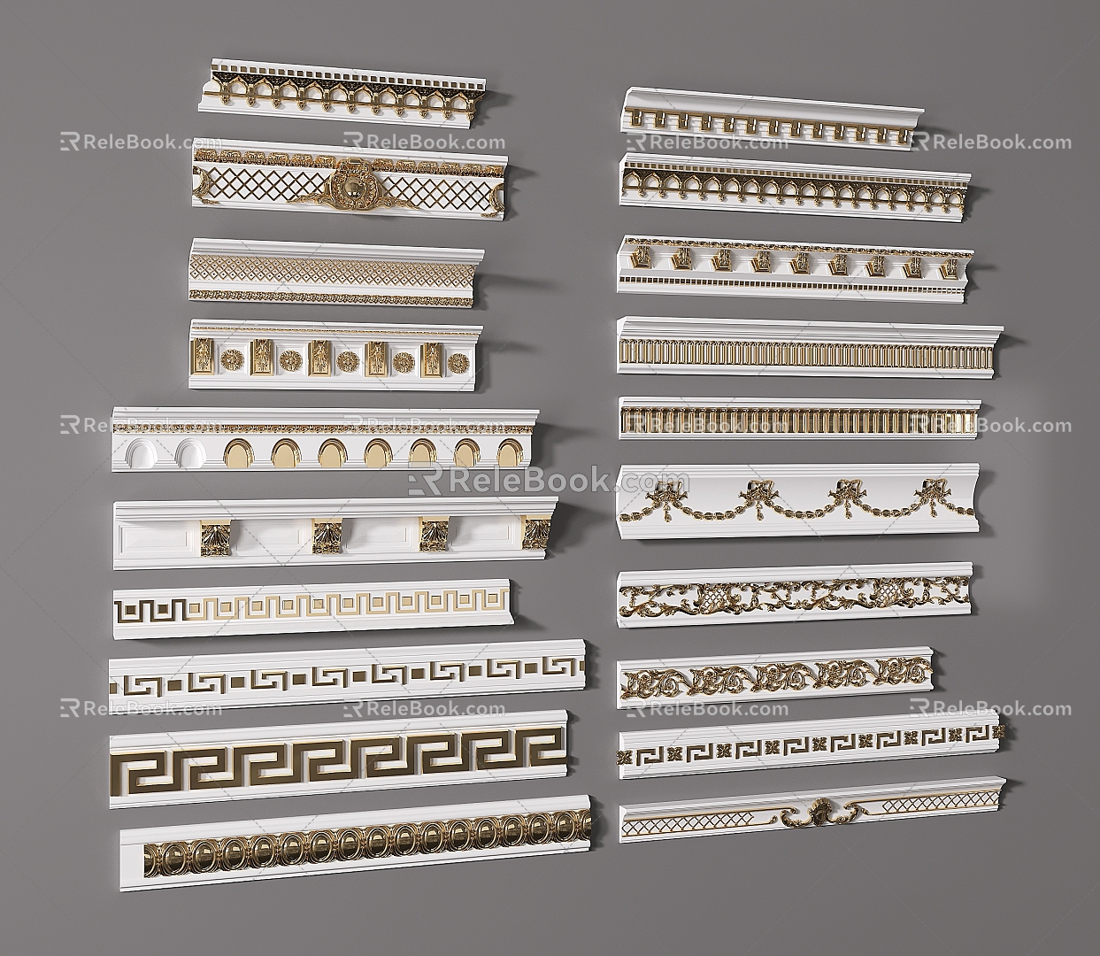 European Classical Gypsum Line Baroque Metal Line Bronzing Carved Gypsum Line Top Corner Line Yin Corner Line 3d model