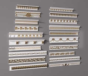 European Classical Gypsum Line Baroque Metal Line Bronzing Carved Gypsum Line Top Corner Line Yin Corner Line 3d model