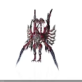 Mythical Fantasy Creature 3D Model With Red Purple Sharp Wings And Spiked Structures