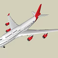 International Airlines Commercial Airliner With White Fuselage Red Tail Fin Engines And Landing Gear