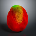 Vibrant Ripe Mango with Red Yellow Green Skin on Dark Surface