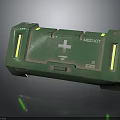 Green Tactical Medkit With Cross Symbol And Yellow Illuminated Strips