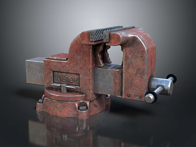 Wilton Heavy Duty Metal Bench Vise Industrial Workshop Equipment With Rustic Finish 3d model