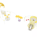 Creative Yellow Playground Equipment With Slides Climbing Structures And Circular Platforms 3d model