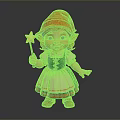 Cute Elf Doll With Red Hat Star Wand Green Dress And Brown Shoes