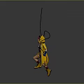 Game Movie Character in Yellow Cape with Purple Hat Rope Shorts and Boots