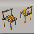 Colorful Building Block Leisure Chairs With Interlocking Multicolored Structure Design 3d model