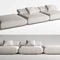 Modern Light Colored Sectional Sofa With Modular Design And Soft Cushions 3d model