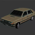 Vintage Brown Four Door Car With Black Windows And Silver Wheels