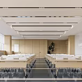 Spacious Modern Conference Room With White Chairs Large Screen And Floor to Ceiling Windows
