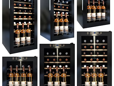 Modern Wine Cabinet In Various Styles With Glass Door And Wine Bottles Storage 3d model