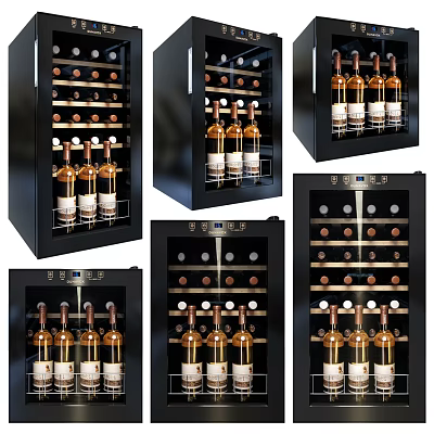 Modern Wine Cabinet In Various Styles With Glass Door And Wine Bottles Storage 3d model