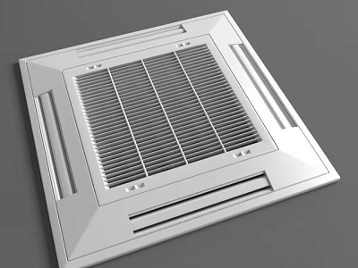 Modern Air Conditioner Fan with Square White Grille Panel and Embedded Design 3d model