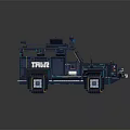 Pixel Art Police Car Model With Blue Lights And Detailed Block Structure
